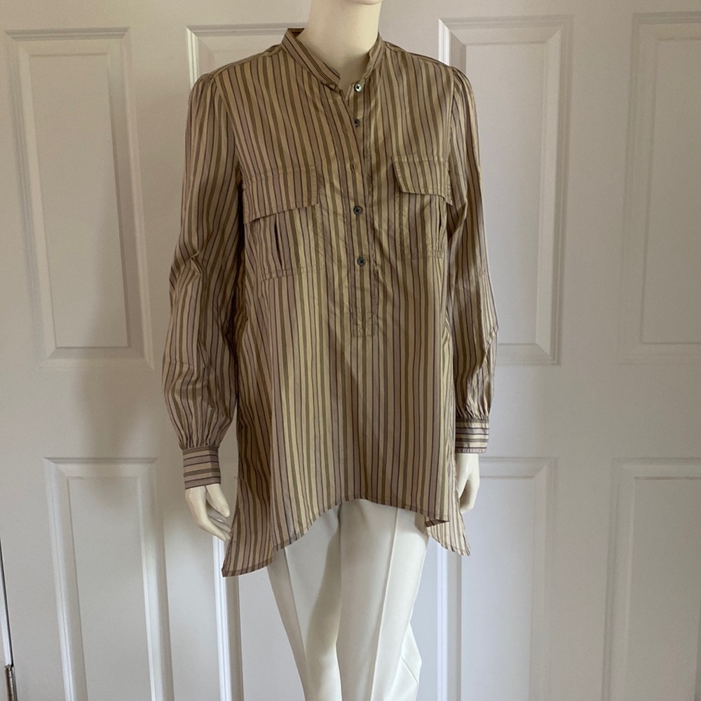 Beige stripe silk tunic